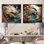 Vague de dragon japonais au large de Kanagawa I - ensemble de 2 reproductions d'art sur toile