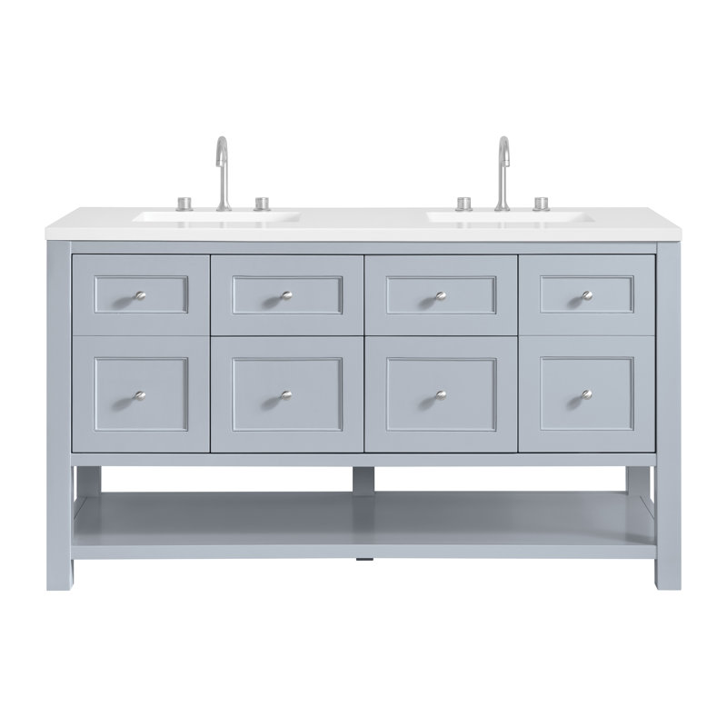 Breckenridge 60'' W Double Vanity, Serenity Blue, White Zeus, Widespread
