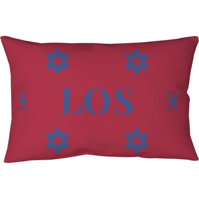 Coussin en polyester filé LA bleu, rouge et bleu 25 po x 18 po