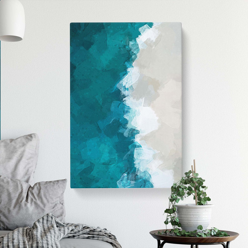 Ocean Kissing The Beach In Abstract - Wrapped Canvas, 60cm H x 40cm W x 3cm D