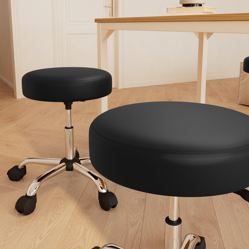 Tabouret à roulettes Mercato, Noir, Argent argent
