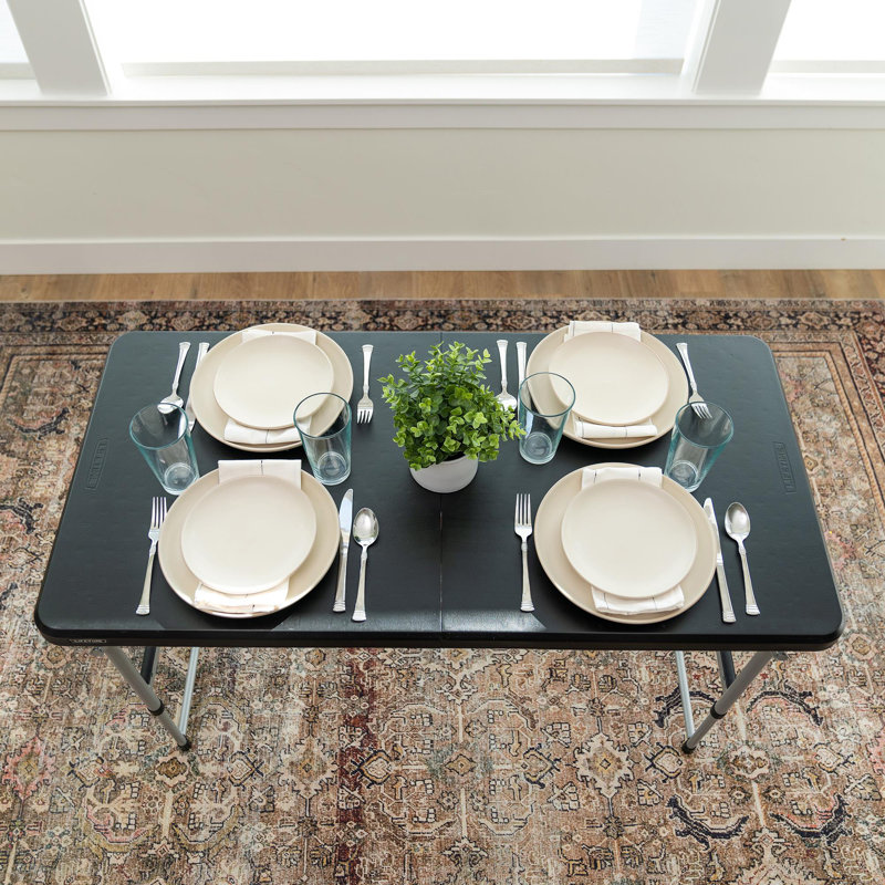 Table pliante demi-pliante 4 pi Lifetime - noire, Noir/gris, H 22 po x L 47,9 po x P 24 po
