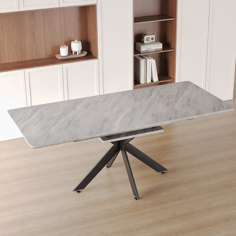 Table de salle à manger extensible 62,4 "à 78,15", pieds en X modernes, Gris