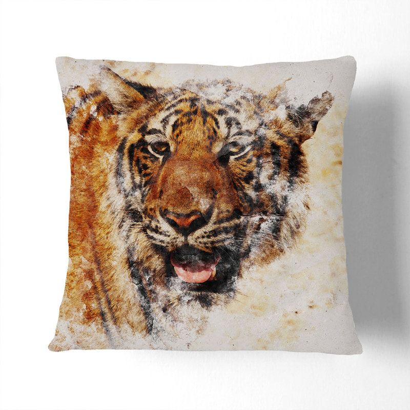 Tiger Vol.7 Scatter Cushion, 40cm H x 40cm W x 15cm D, White
