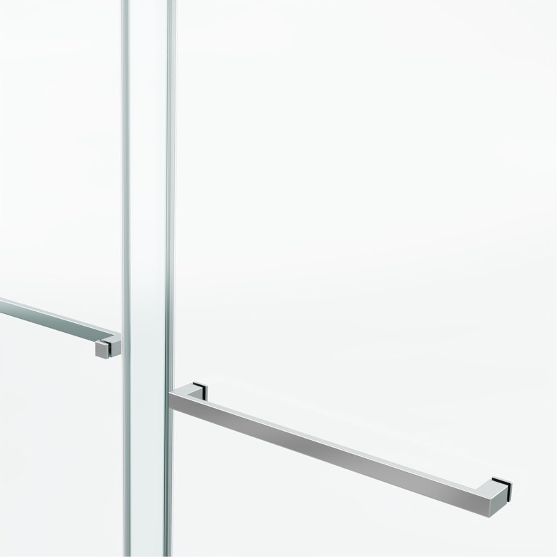 Porte de douche coulissante double sans cadre 60 x 76 po, porte de douche double, verre trempé de 3/8 po (10 mm), acier inoxydable, chrome