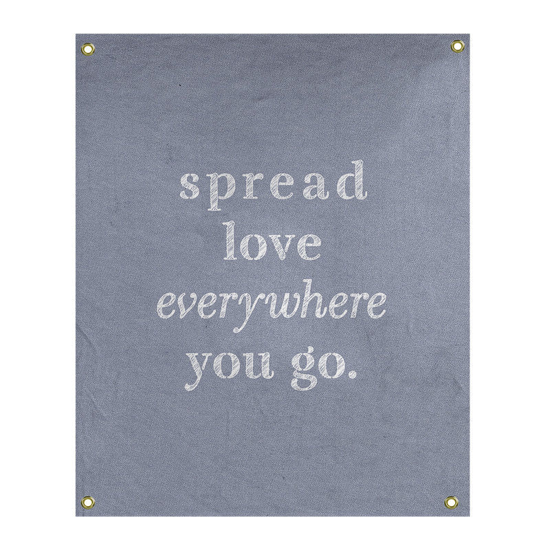 Tapisserie de polyester à l’quoted love quot, H 59 pi x l 50 po, Bleu / Blanc