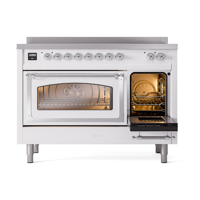 ILVE Nostalgie II Noblesse 48 in Induction Range, White/Chrome