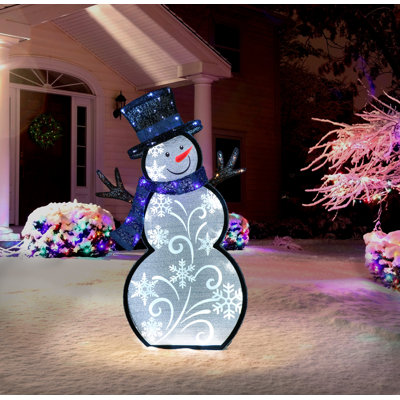 Présentoir de bonhomme de neige extérieur éclairé 30 po