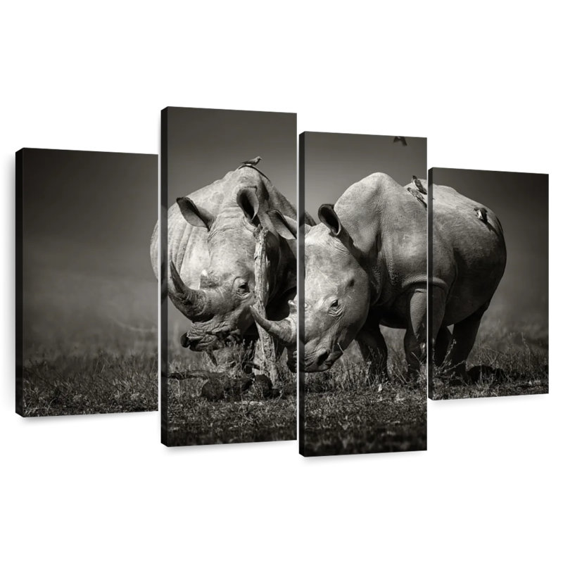 Rhinocéros monochromes Brampt, H 27 po x l 43 po