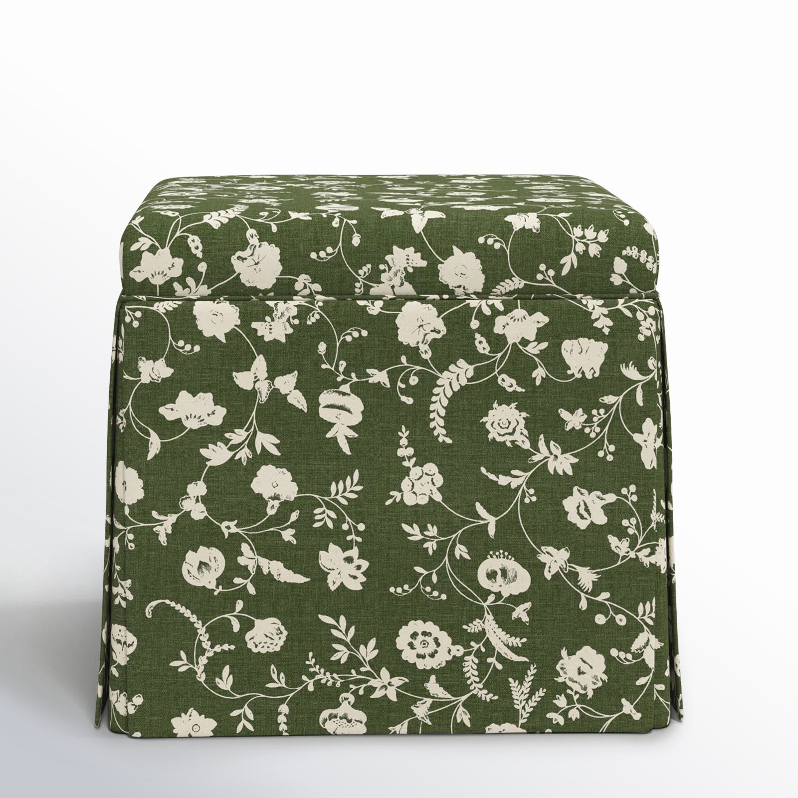 Jebb 20" Cotton Ottoman, Robina Olive Floral