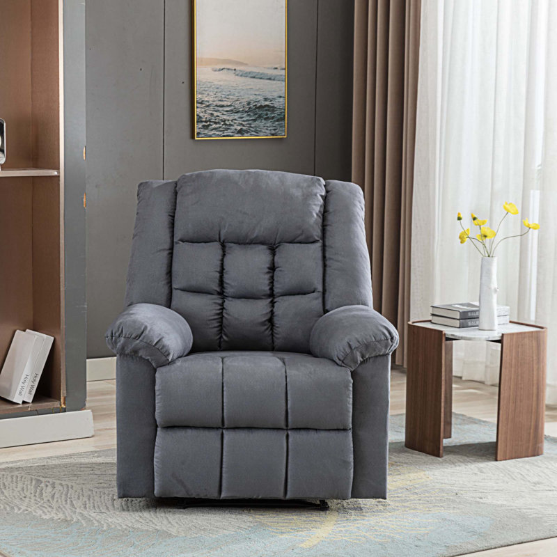 Upholstered Fabric Recliner, Gray Fabric