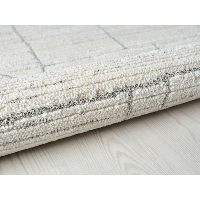 Mervela Abstract Grid Area Rug, Ivory, Rectangle 2' x 3'