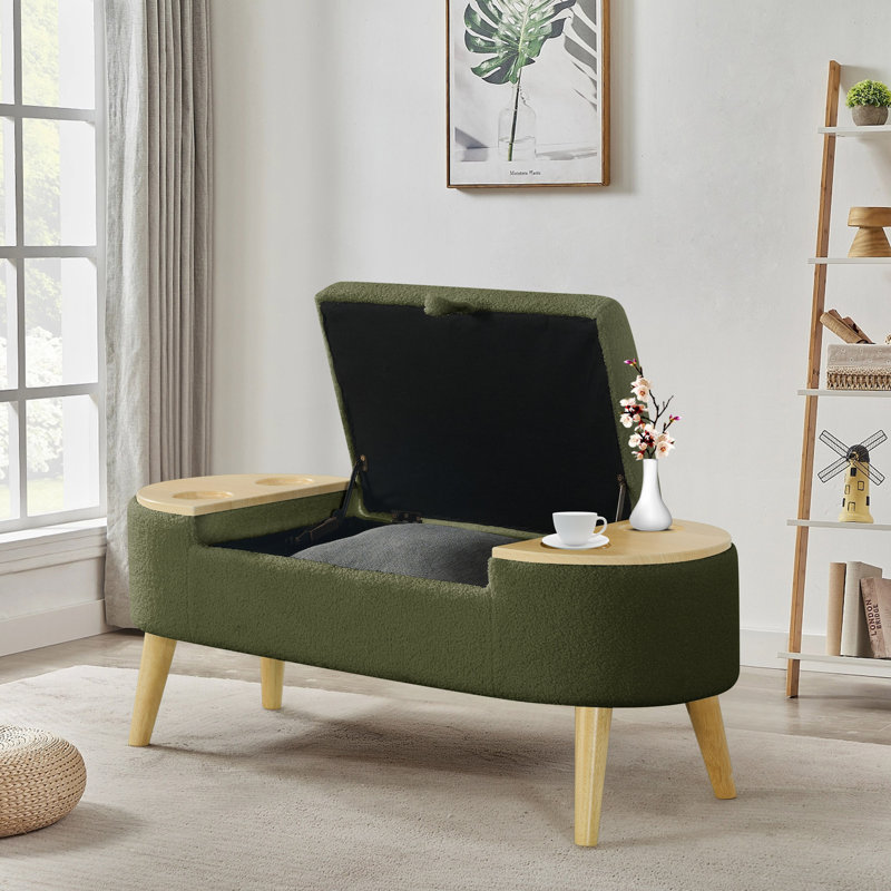 Banc de rangement repose-pieds ovale, Vert