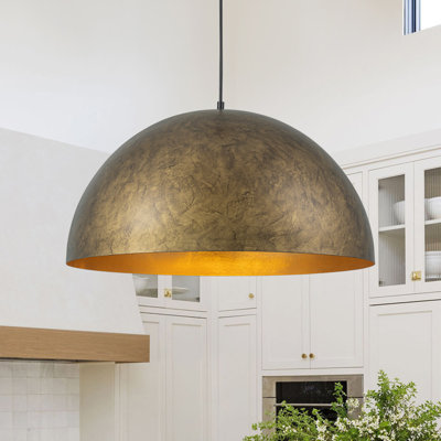 Kyrek 23.6" W 1-Light Iron Dome Pendant