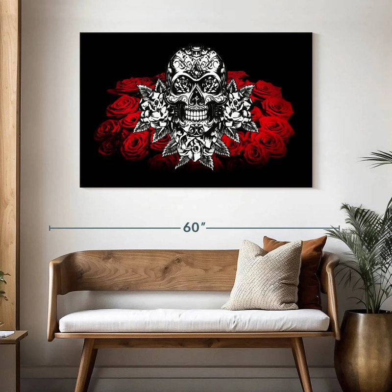 Hitzel Floral Skull, 32" H x 48" W