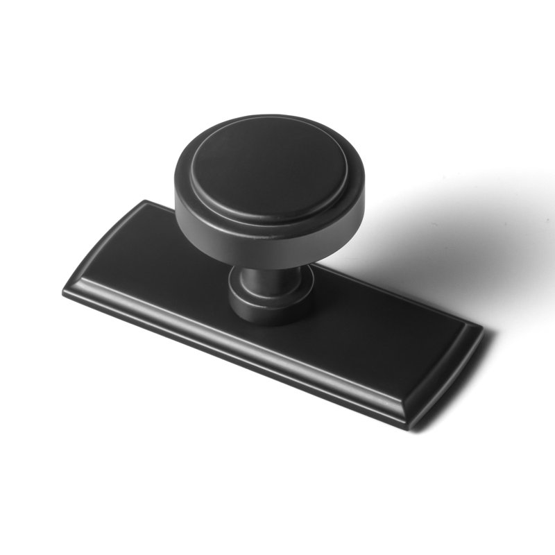 Poignée ronde de 1,2 po de diamètre avec plaque arrière (G011), paquet multiple, Noir