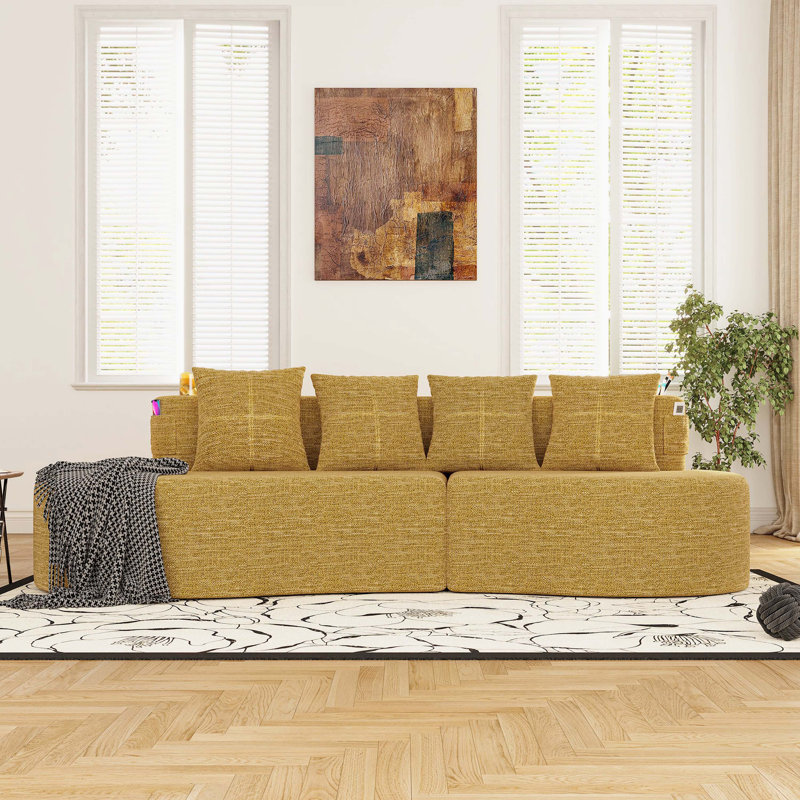 Canapé modulaire courbé demi-lune Minimalist, Mustard yellow