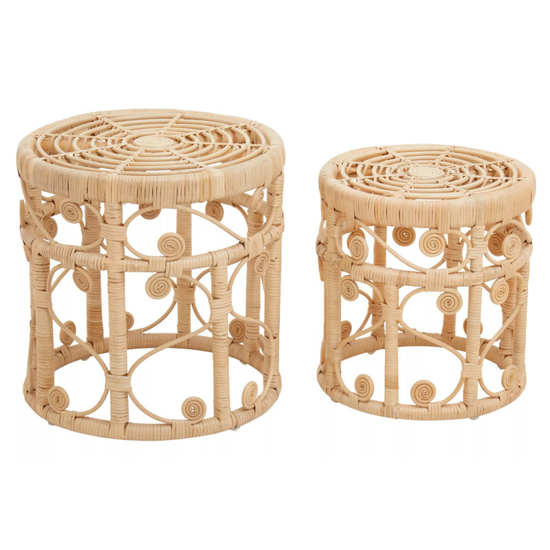 Beneduce Rattan Accent Stool, Natural