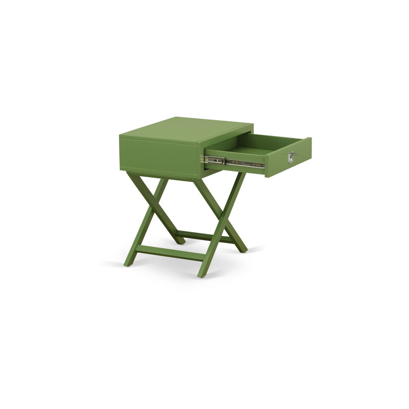 Table de bout avec tiroir Wonderful Hamilton, ensemble de 1, au fini vert trèfle, Vert trèfle