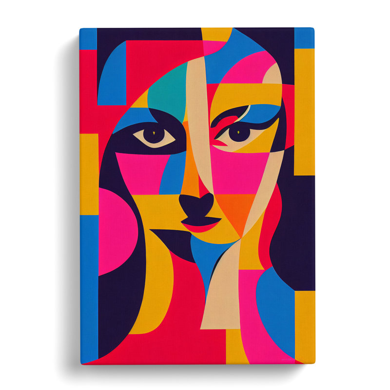 Woman Abstract Cubism No.2 - Wall Art, 50cm H x 35cm W x 3cm D, Wrapped Framed