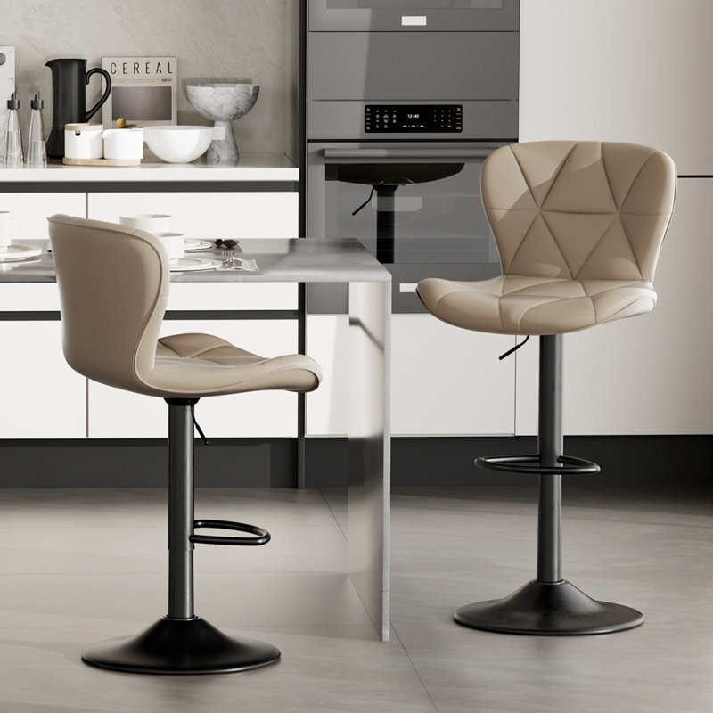 Swivel Upholstered Adjustable Height Counter Stool with Metal Frame, Brown