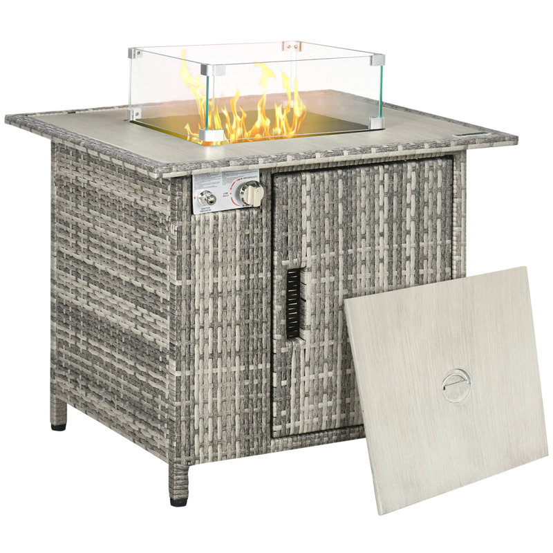 Abbigael Square Steel Propane Fire Pit Table