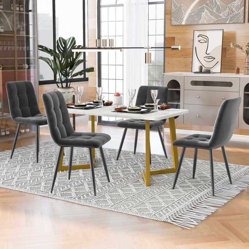 Tarik 4 - Person Dining Set, Grey, Black