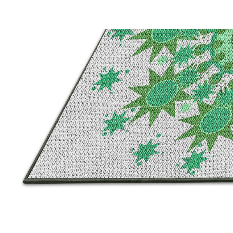 Laine tissée à la main orientale en laine et polyester vert/gris Tapis décoratif, Rectangle 2 pi x 4 pi