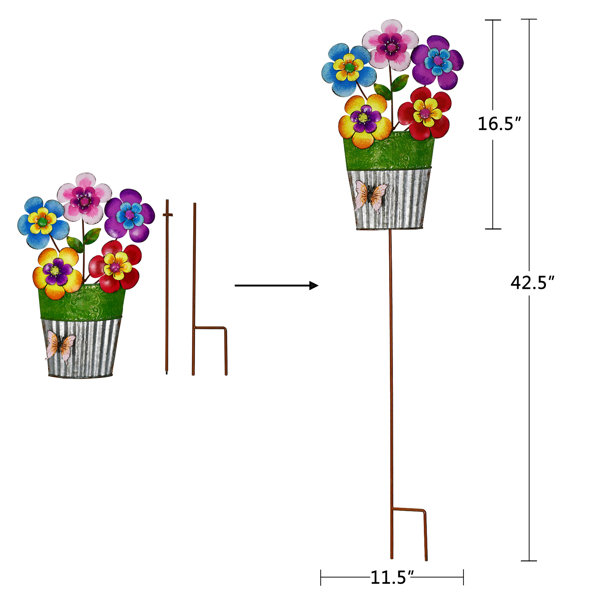 Arlmont & Co. Cyn Thermometer Petals Garden Stake