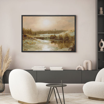 Reproduction d'art sur toile encadrée - paysage rétro, salon, décor de ferme moderne