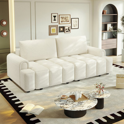 Canapé-lit 90 po en sherpa moderne confortable 90,2 po avec rangement pour sièges, très grand canapé-lit convertible 3 en 1 pour salon, bureau, appartement