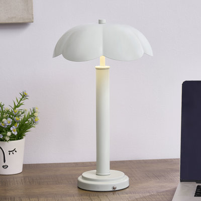 15.25" Metal Table Lamp With Green Shade
