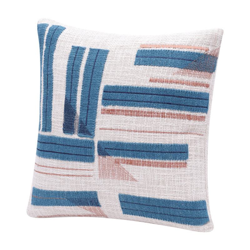 Coussin en coton Malachy, Bleu, Polyester