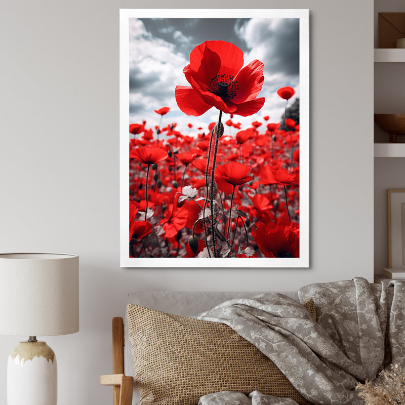 Weixel Flower Field Scarlet Symphony I - impression, H 20 po x l 12 po x P 1 po, Cadre photo blanc