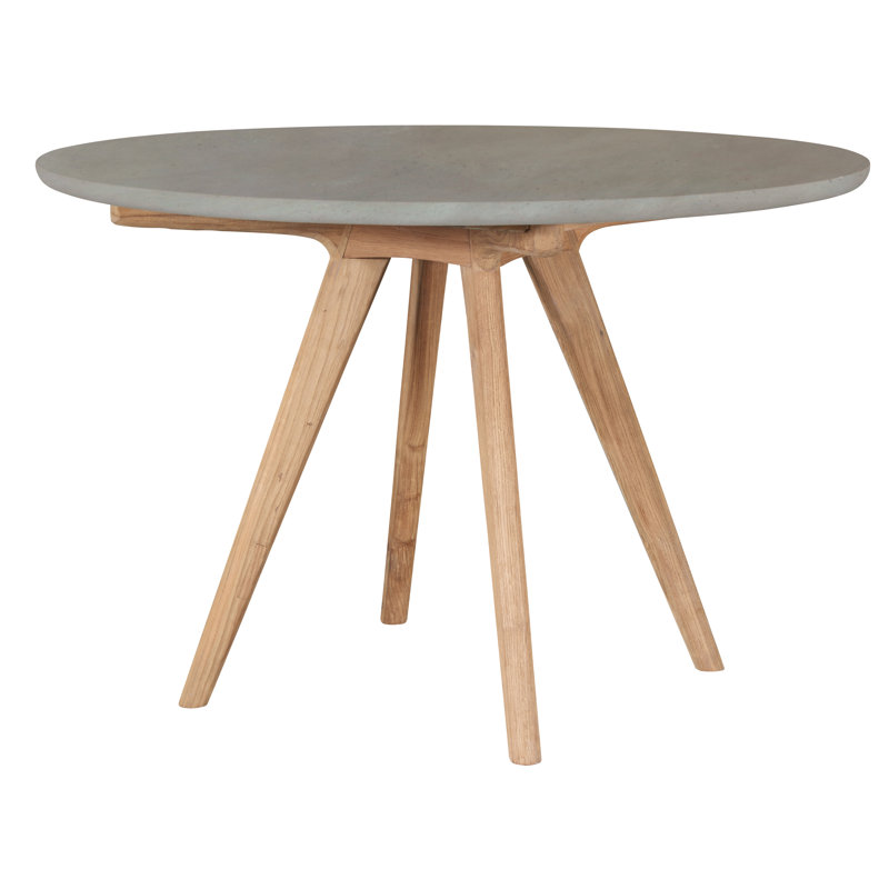 Perpetual Outdoor Round Teak Dining Table, Slate Gray