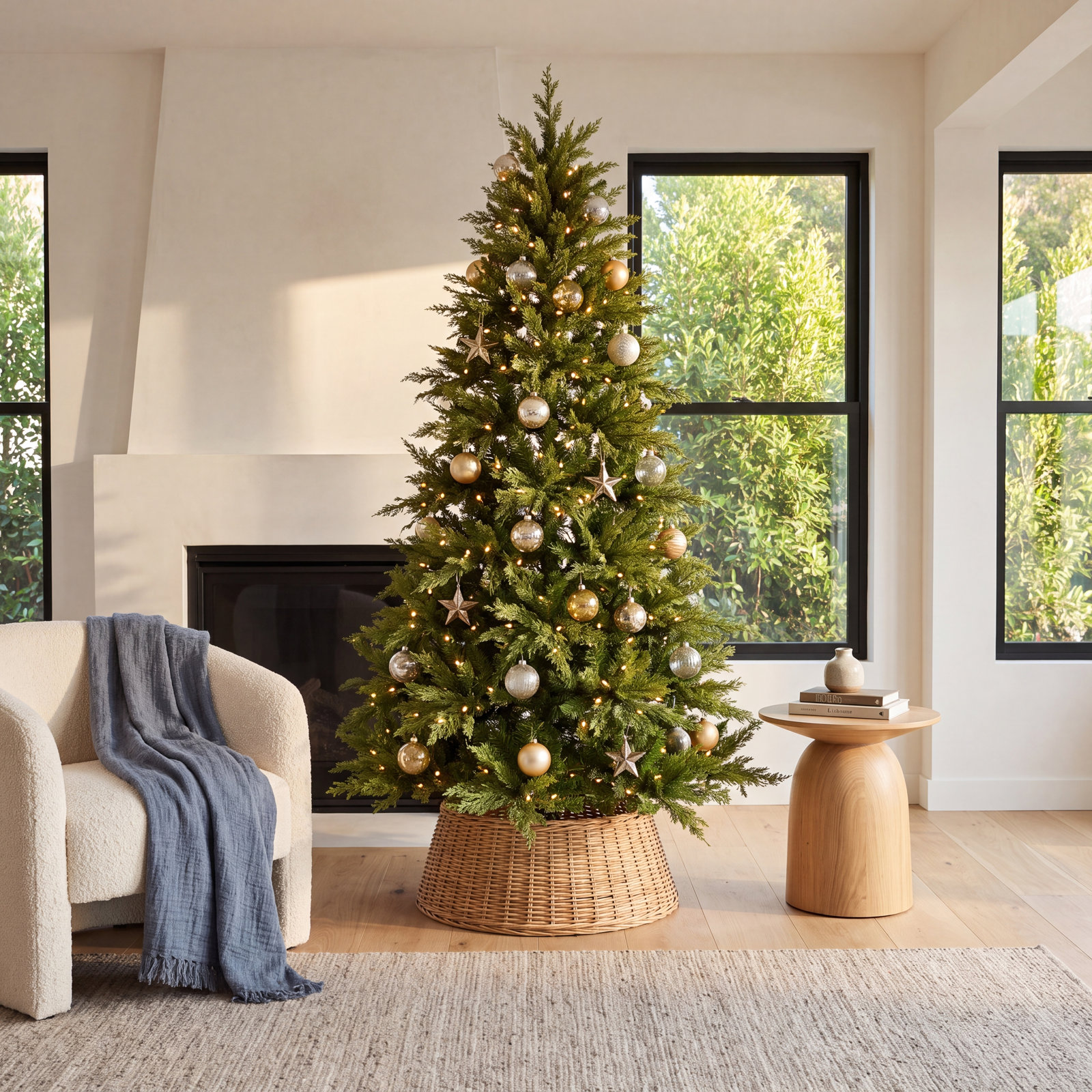 7.5' Pre-Lit Cedar Christmas Tree