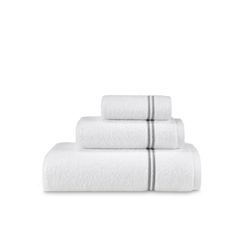 Glendell 3 Piece Turkish Cotton Towel Set, White/Stone