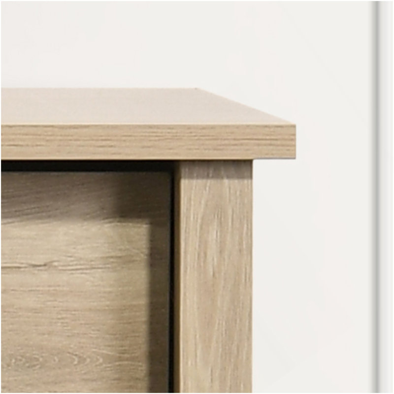 Commode 4 tiroirs en chêne clair avec poignées noires Celeste, Chêne clair