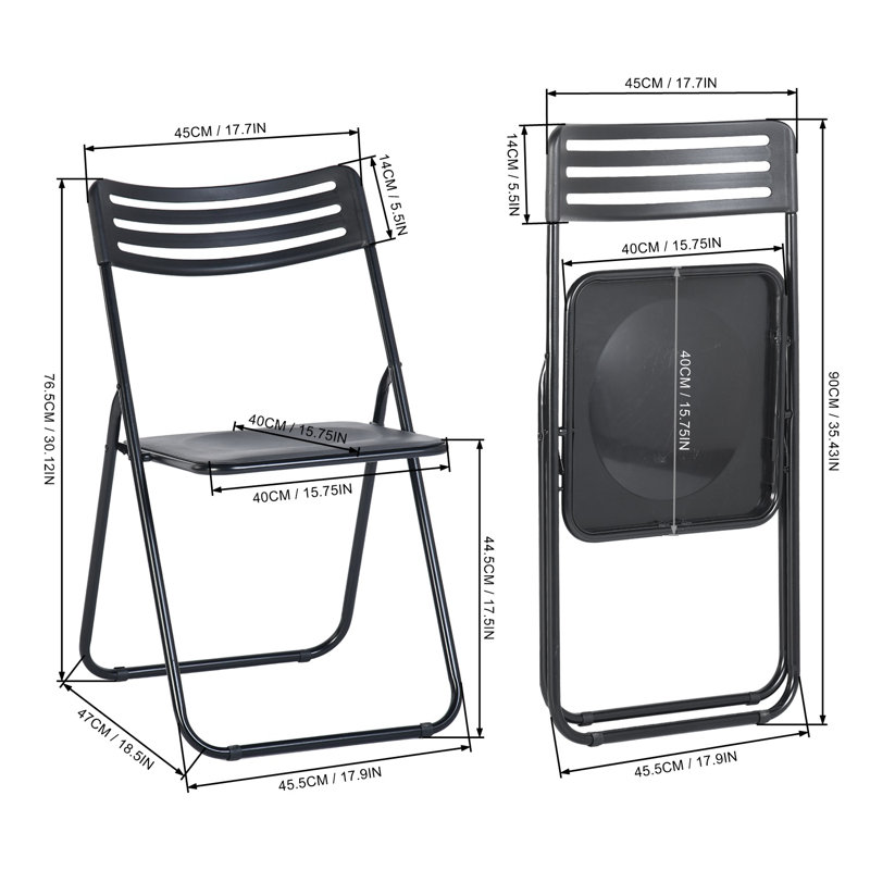 Plastic Stackable Folding Chair Folding Chair Set, Black
