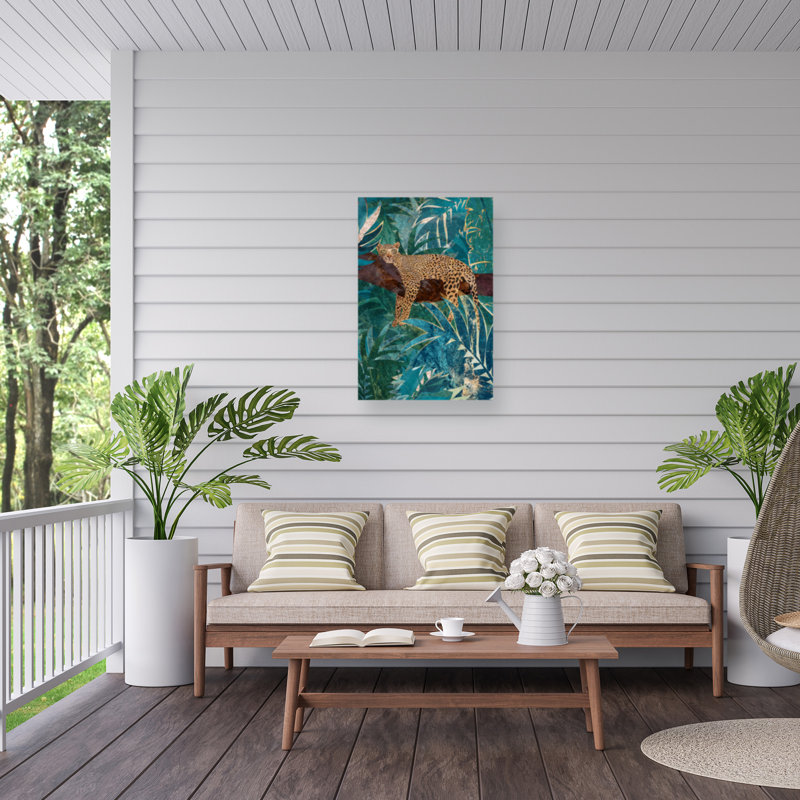 Sarah Manovski  Lazy Leopard In The Jungle Outdoor  Canvas, H 12 po x l 19 po