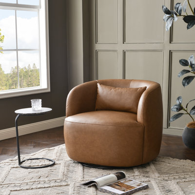 Jaydin 34" Wide Faux Leather Upholstered Swivel Armchair