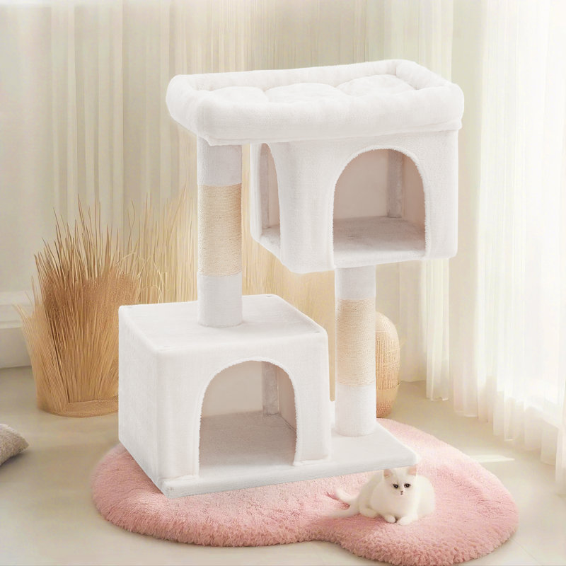 Arbre à chat Franjo, Blanc, crème, H 39,8 po x l 34,6 po x P 22,4 po