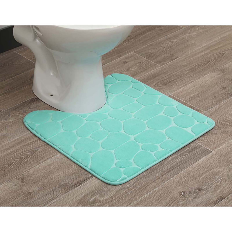 Aqua Blue Memory Foam Pebble Contour Bath Rug 20" x 20"