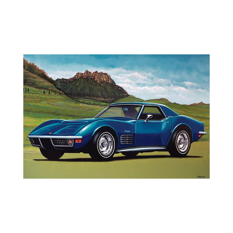 Chevrolet Corvette Stingray 1969 by Paul Meijering - Painting on Canvas, Wrapped Canvas, 20.32 cm H x 30.48 cm W