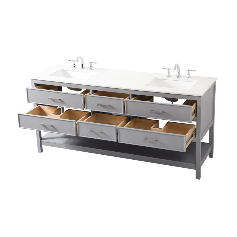 Ensemble de meuble-lavabo double 72 po Sinclaire, Gris