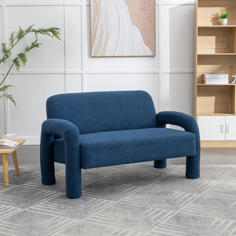 Jasyia Upholstered 51'' Loveseat, Navy 100% Polyester