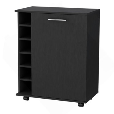 Versatile 6-Bottle Rack Bar Cart With Functionality
