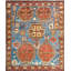 Light Sky Blue Color Antique Caucasian Small Scatter Size Wool Kazak Rug