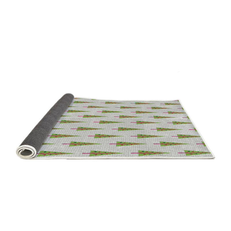 Tapis vert/gris à motifs Oralie, Rond 4 pi