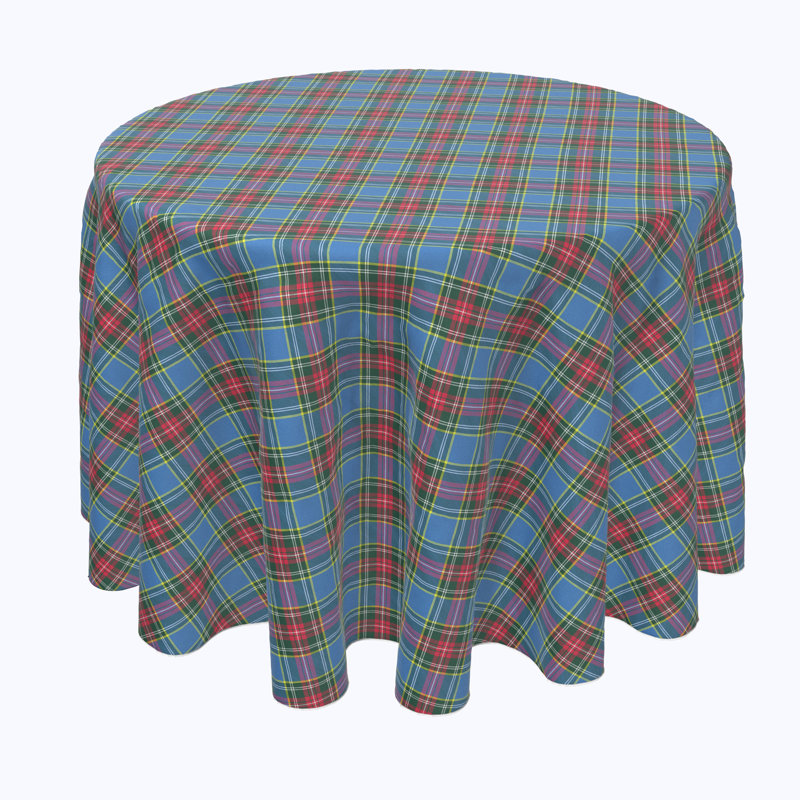 Hamaad Plaid Round Tablecloth, 90" x 90"
